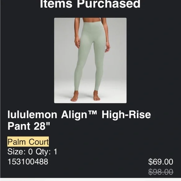 Women's Sage Green Leggings
Lululemon size 0 align leggings - Picture 2 of 2